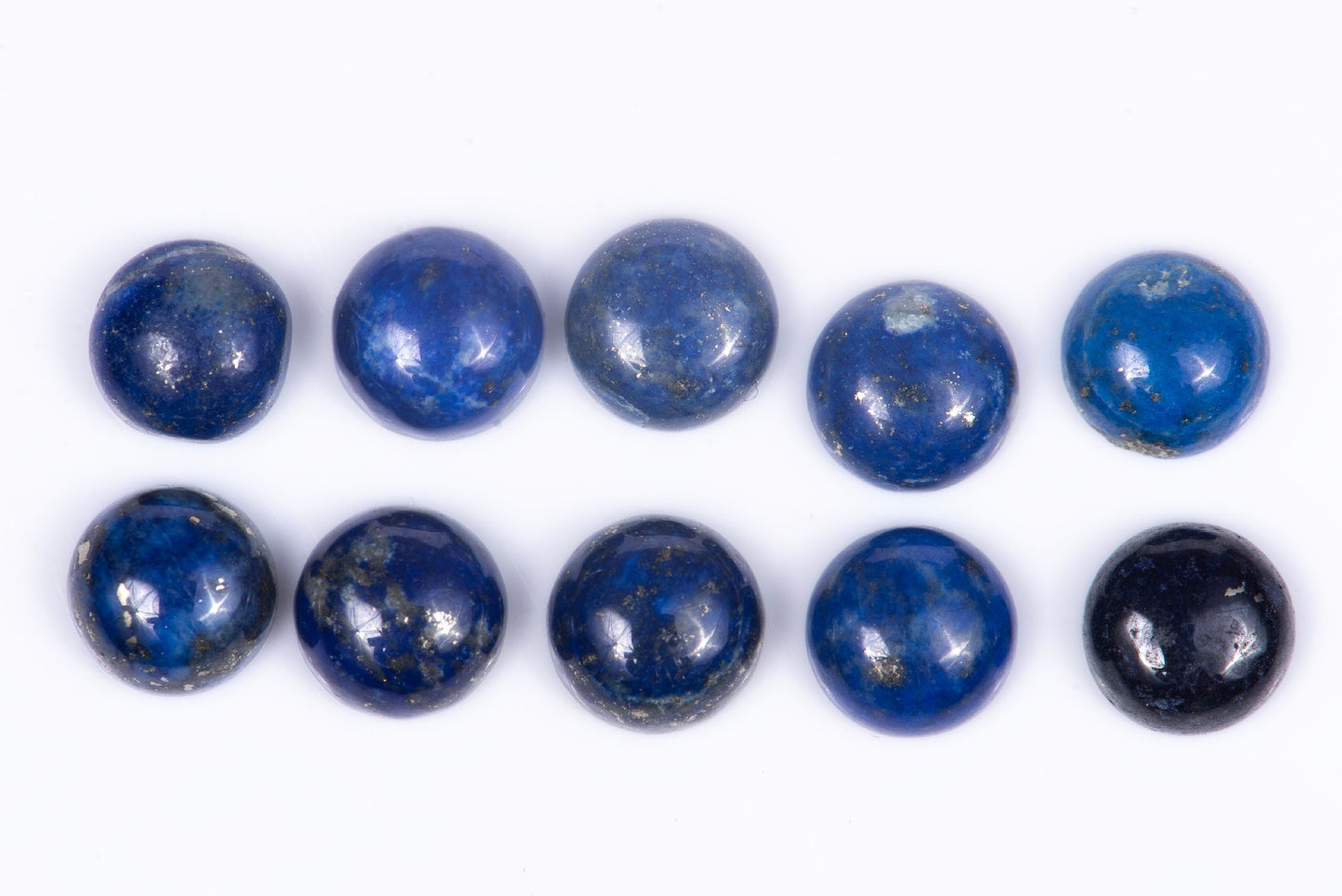 10 pieces blue lapis lazuli 16.83ct 7mm round cabochon