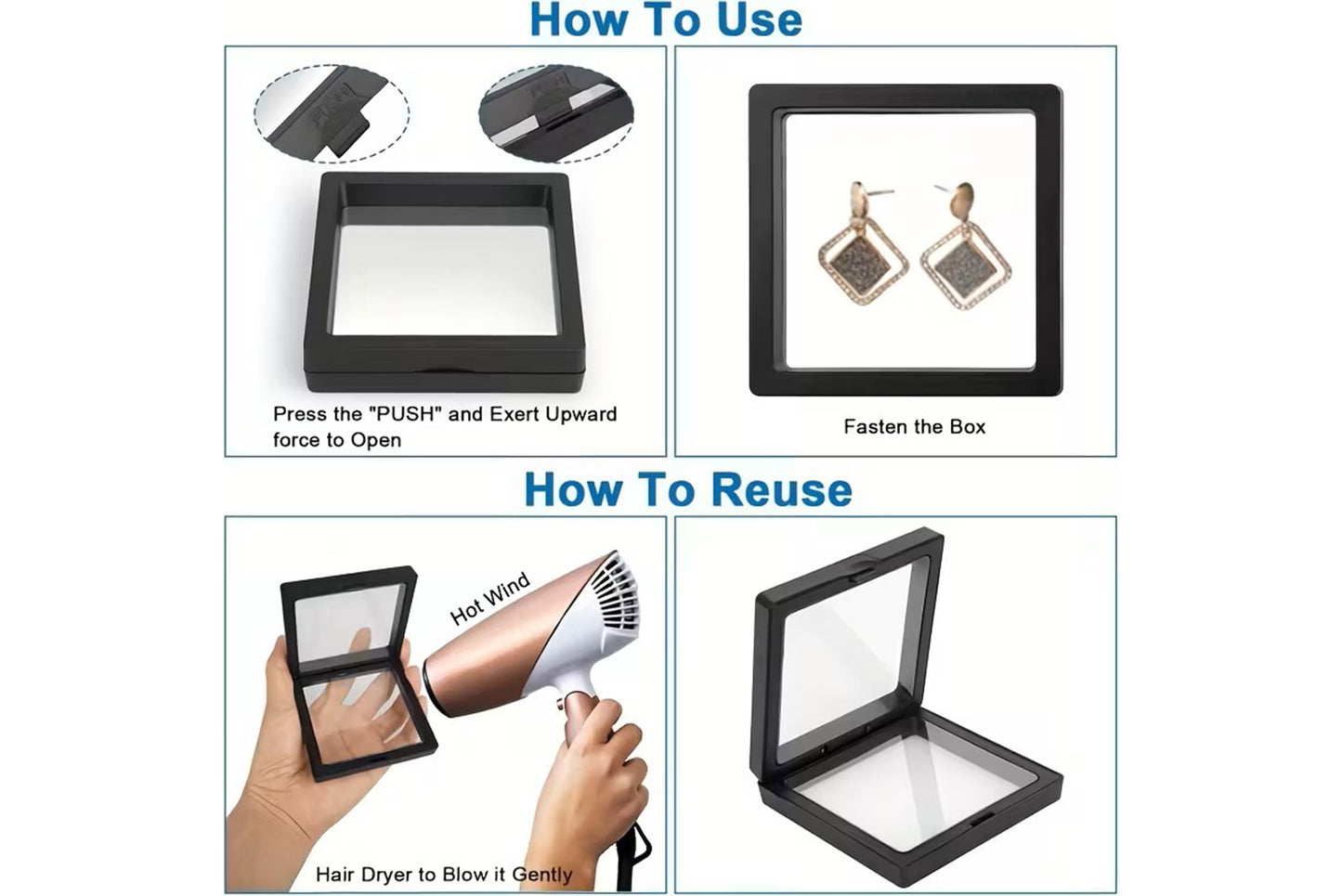 3D Floating Display Stand 11x11cm - Black