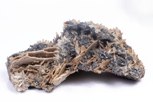 Big quartz cluster with paper calcite and sphalerite from Bulgaria 1428g