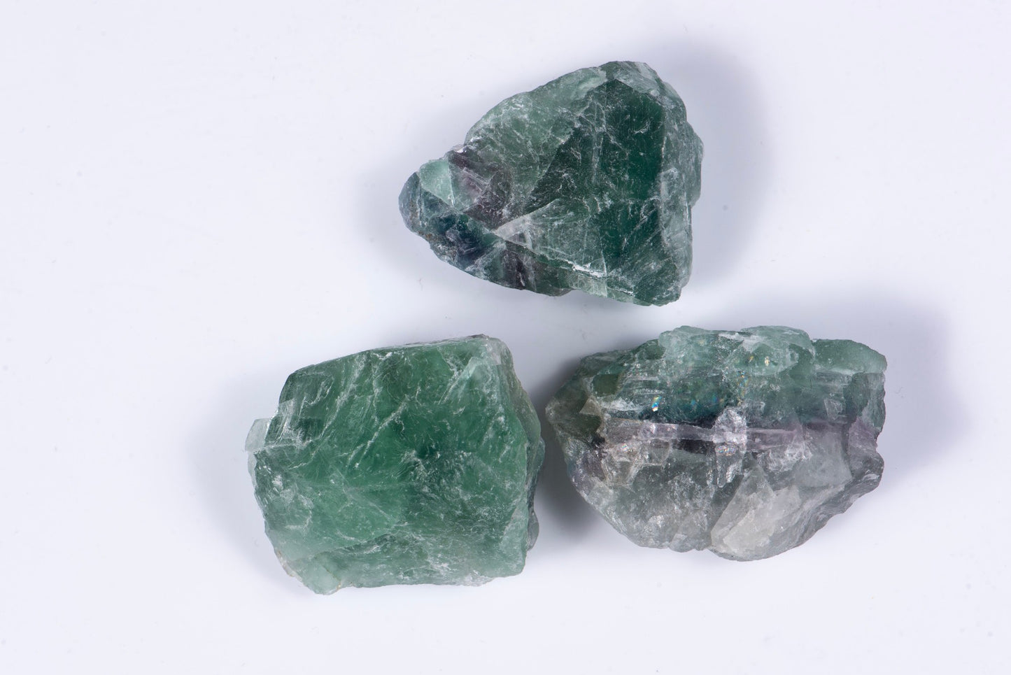 3 pieces green rough fluorite 142g