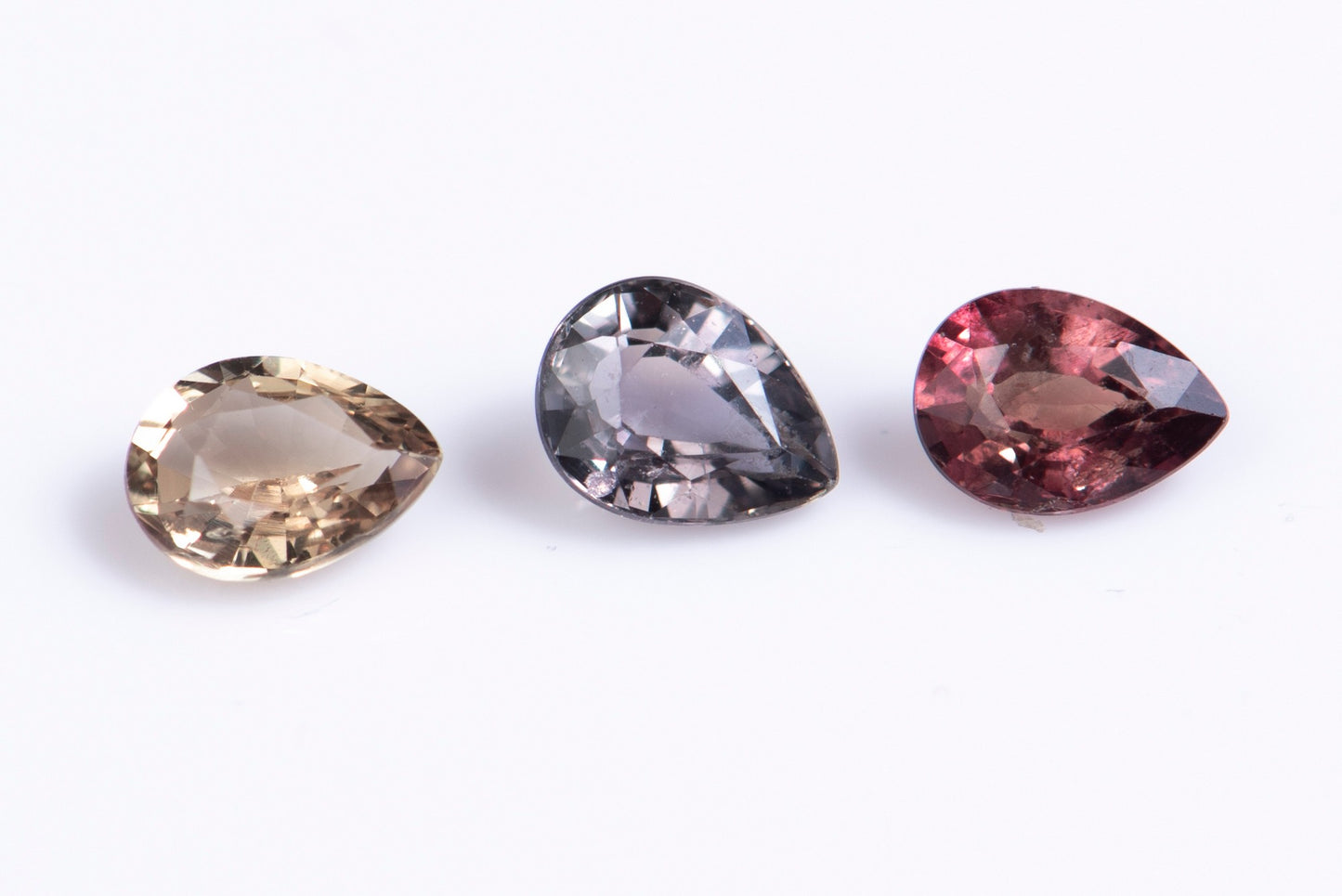 3 pieces pink sapphire 0.65ct untreated teardrop cut