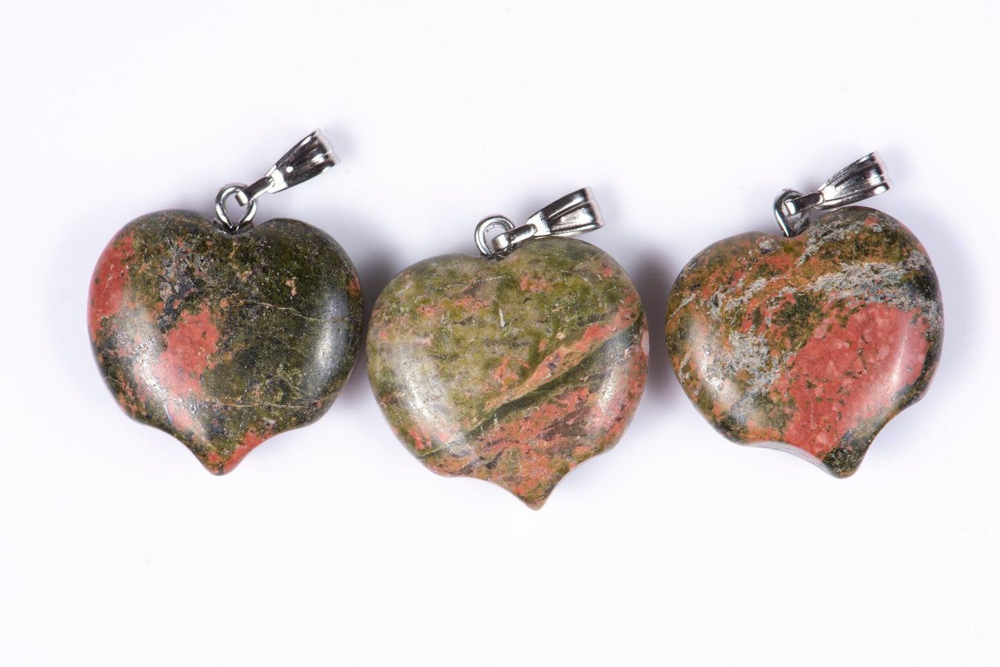 3 pieces unakite pendant heart shape 51.1ct
