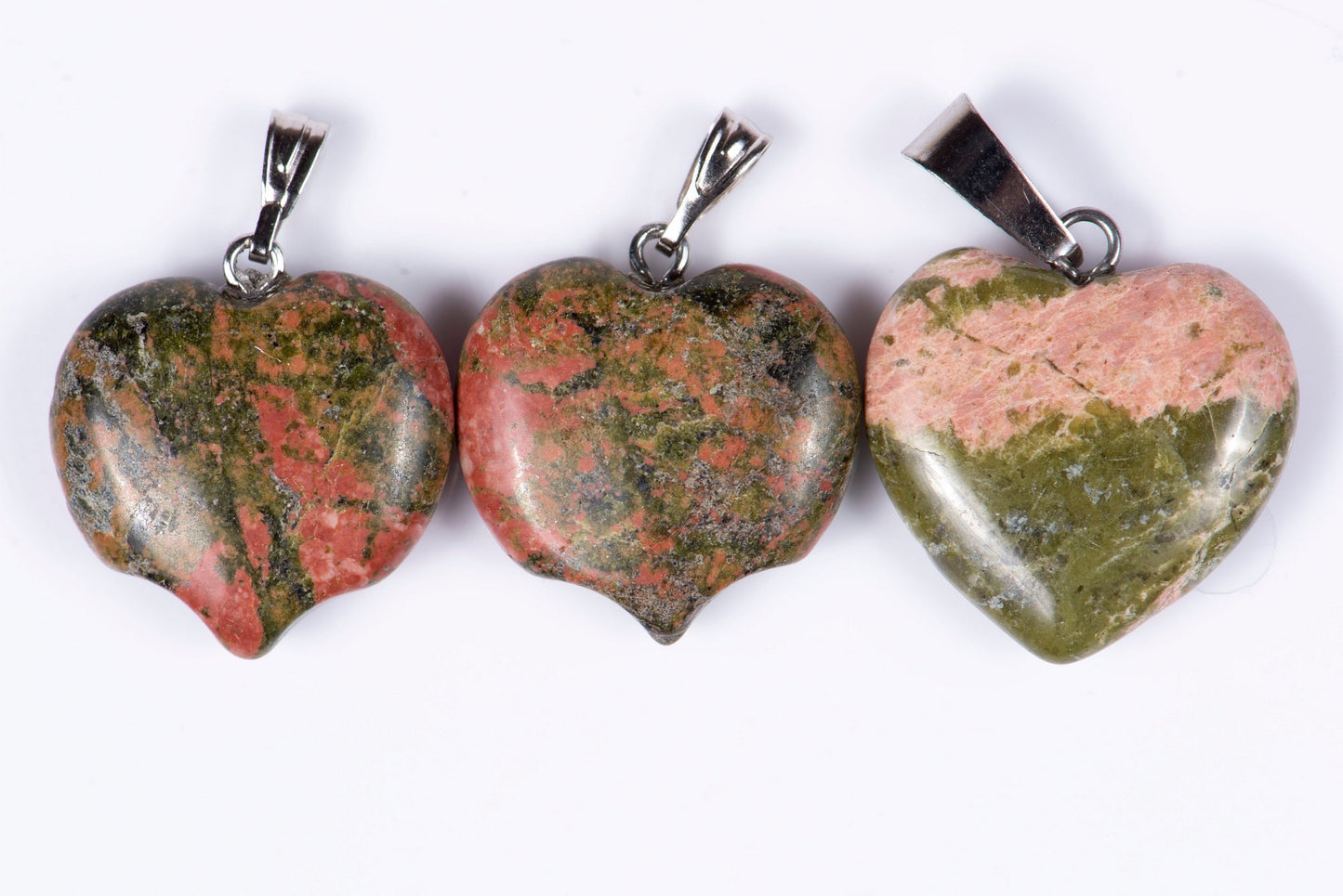 3 pieces unakite pendant heart shape 53.2ct