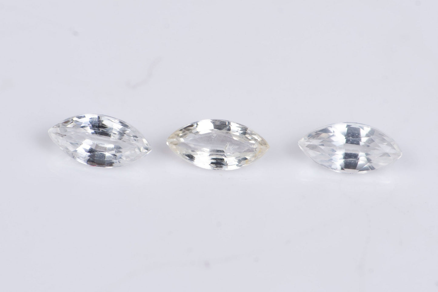 3 pieces white sapphire heated 0.62ct 5x2.4mm marquise cut