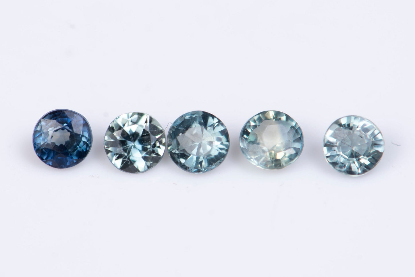 5 pieces blue green sapphire 0.56ct 2.6mm heated round cut