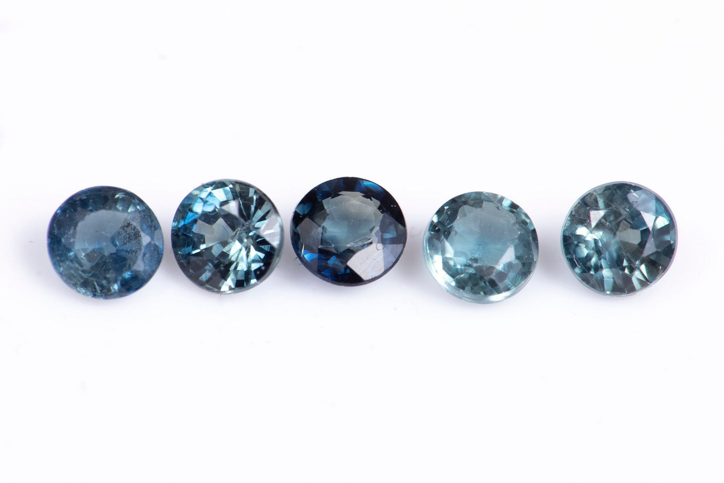 5 pieces blue sapphire 0.73ct heated round cut