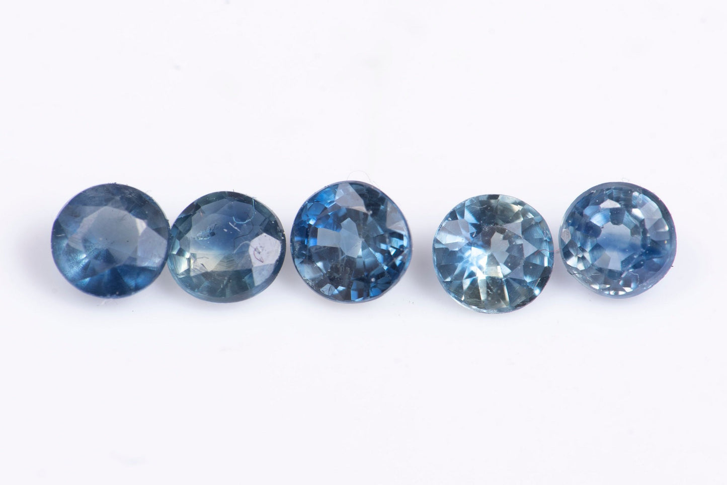 5 pieces blue sapphire 0.79ct heated round cut