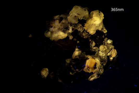 Fluorescent cerussite with baryte cluster 109g