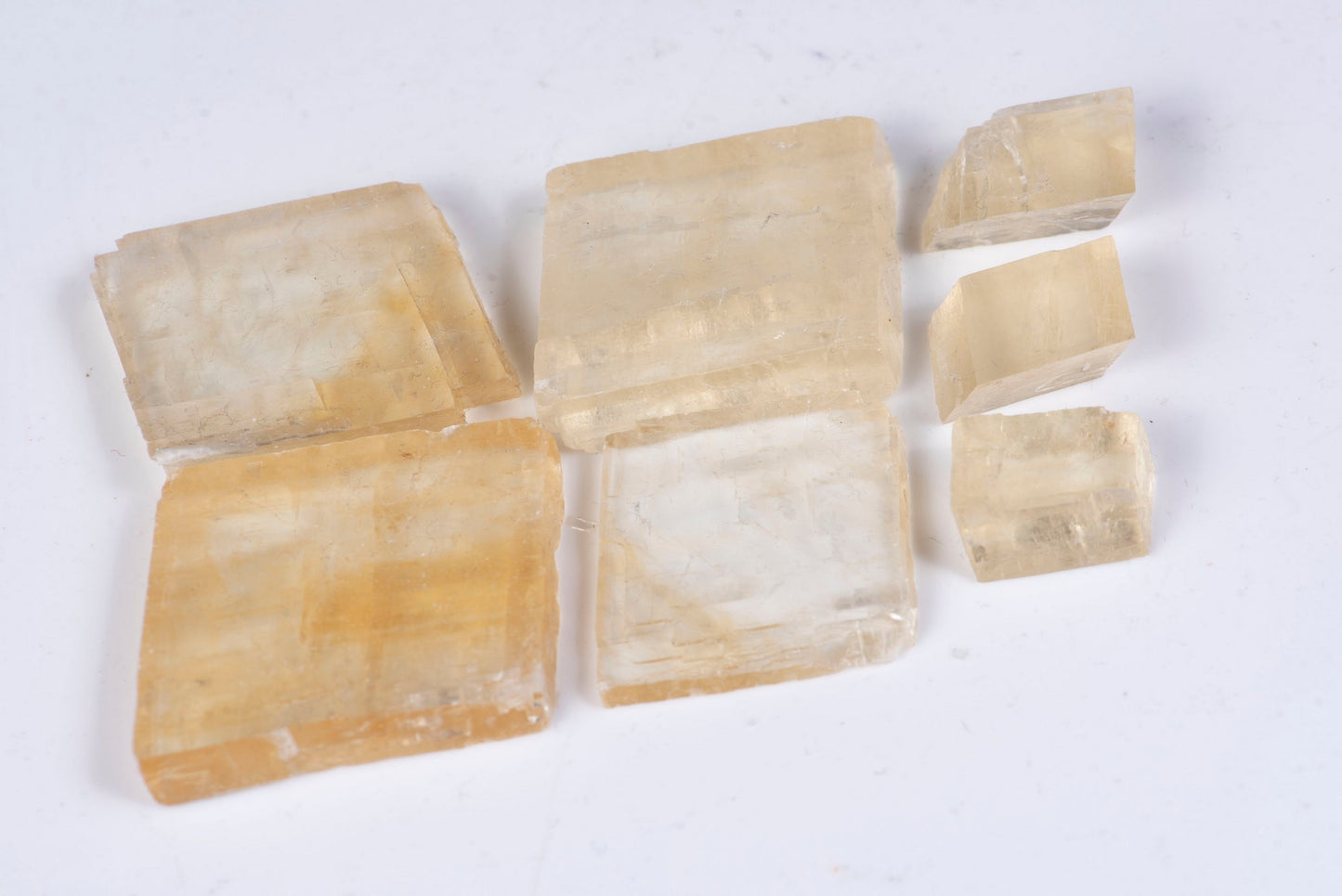 7 pieces yellow optical calcite Iceland spar 80g
