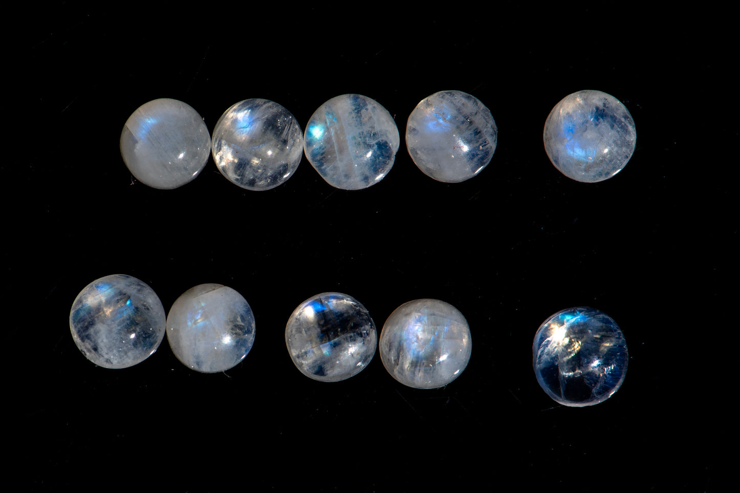 Natural moonstone 10pcs 5mm round cabochons 6.34ct loose gemstones