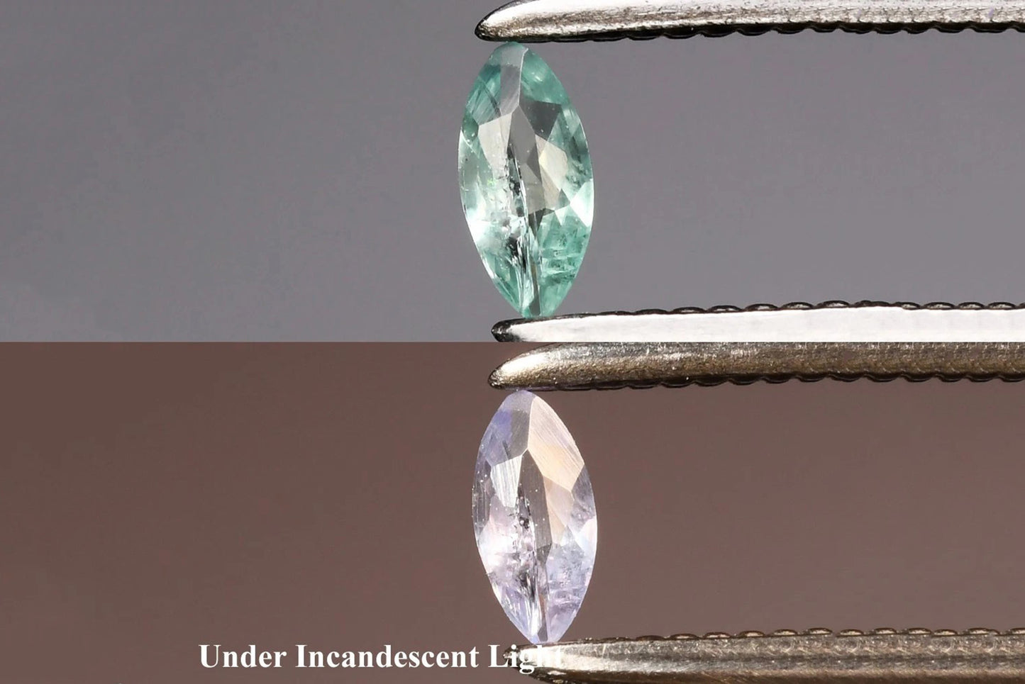 Natural green alexandrite color change gemstone 0.06ct marquise cut 4x1.7mm