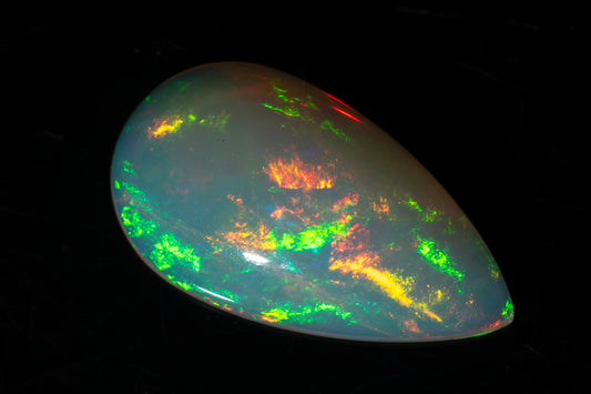 Natural White Ethiopian Opal 3.74ct Teardrop Cabochon