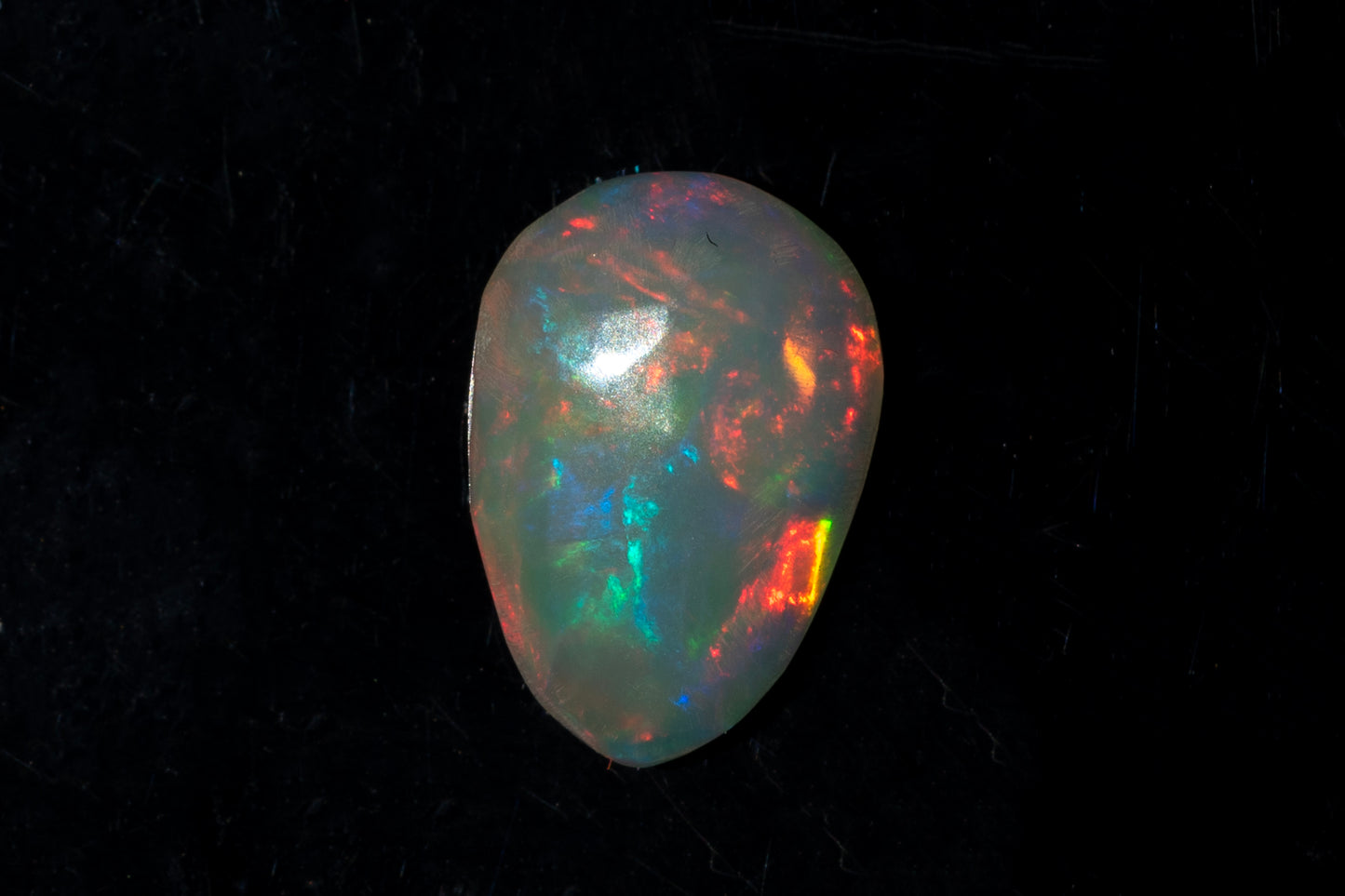 Australian White Opal 1.26ct Teardrop Cabochon