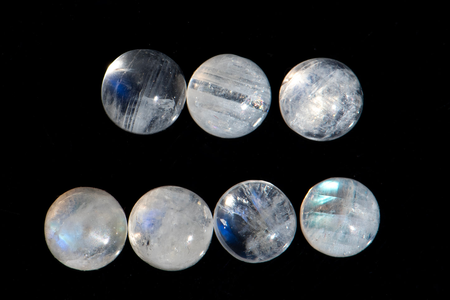 Lot 7pcs Moonstone cabochons 5mm round cut 4.02ct
