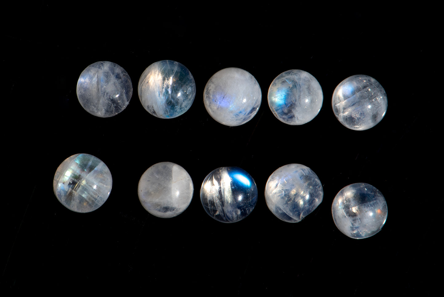 Lot 10pcs Moonstone cabochons 5mm round cut 6.30ct