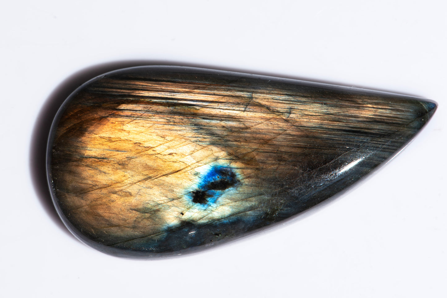 Labradorite 91.1ct teardrop cabochon