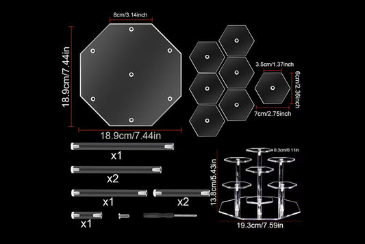 7-Tier Hexagonal Acrylic Display Stand - Transparent