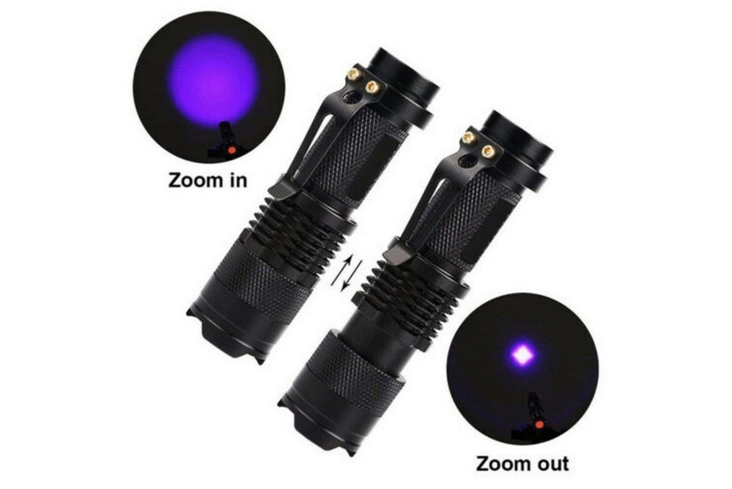 Ultraviolet Flashlight – 365nm UV Light (Zoom Lens, 3 Modes, Unfiltered)