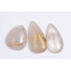 3 pieces rutile quartz 44.1ct teardrop cabochons