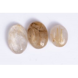 3 pieces rutile quartz 23.6ct oval cabochons