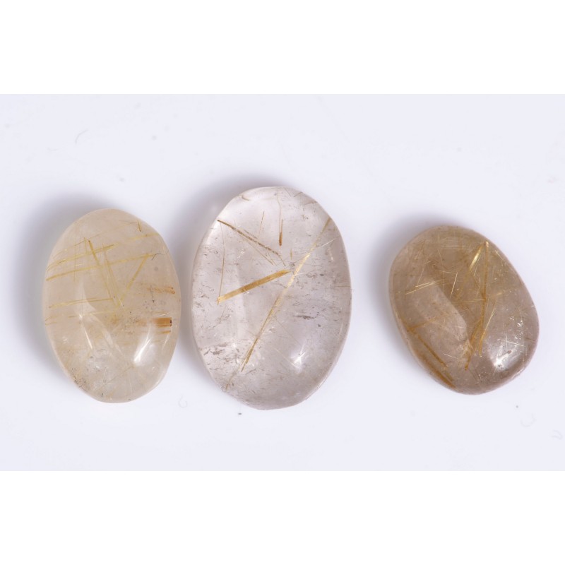 3 pieces rutile quartz 27ct oval cabochons