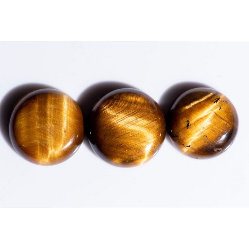 3 pieves tiger's eye 34.9ct round cabochons