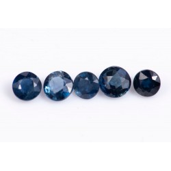5 pieces blue sapphire 0.58ct heated round cut
