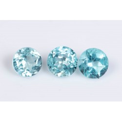 3 pieces blue apatite 0.85ct 4mm round cut