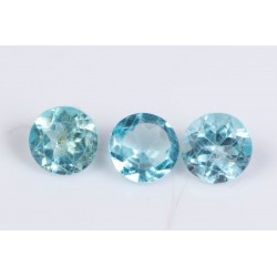 3 pieces blue apatite 0.78ct 4mm round cut