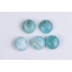 5 pieces larimar 8.30ct 7mm round cabochon