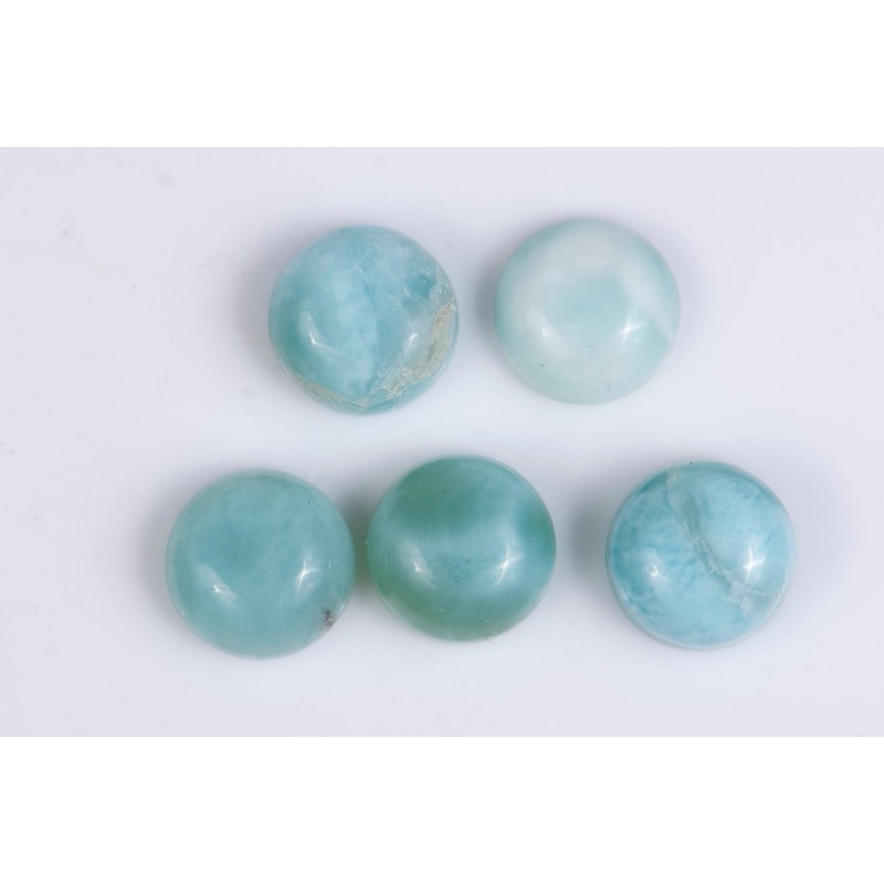 5 pieces larimar 8.21ct 7mm round cabochon