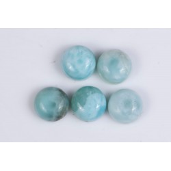 5 pieces larimar 9.18ct 7mm round cabochon