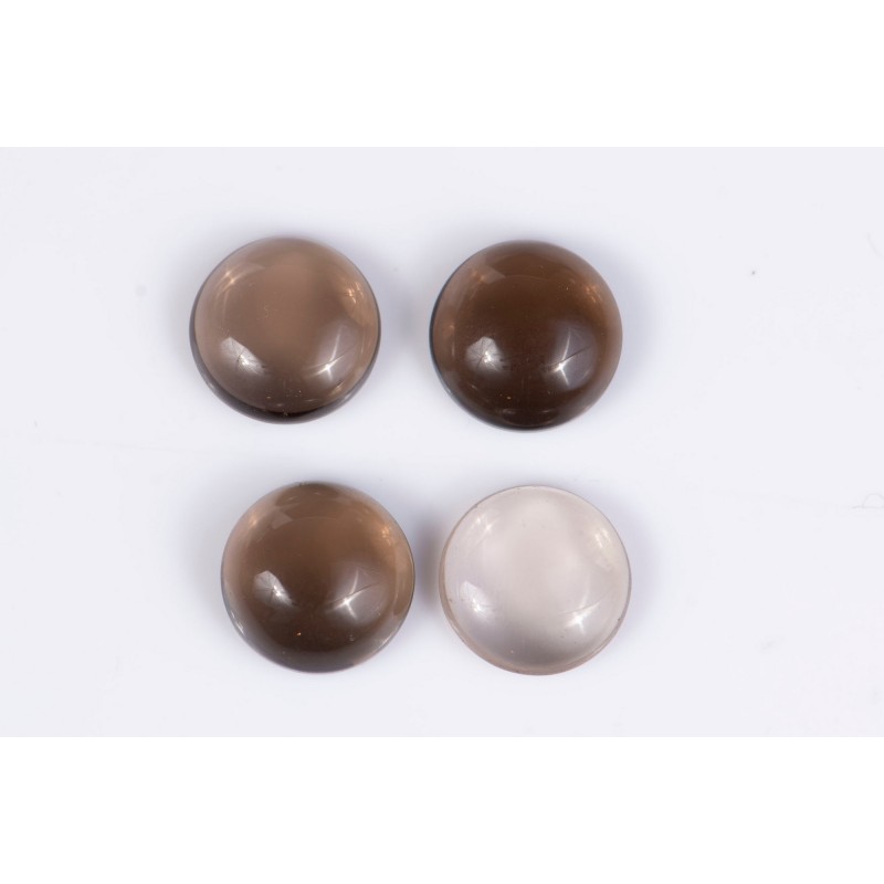 4 pieces smokey quartz 10.0ct 9mm cabochons