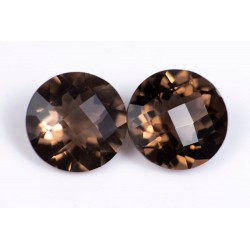 Чифт опушен кварц 10.87ct 12mm кръгла шлифовка