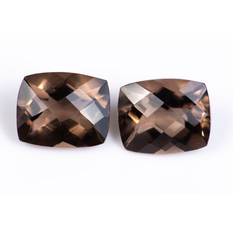 Pair of smokey quartz 7.83ct cushion cut