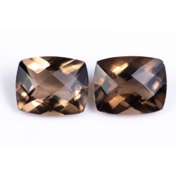 Pair of smokey quartz 7.61ct cushion cut