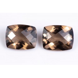 Pair of smokey quartz 7.35ct cushion cut