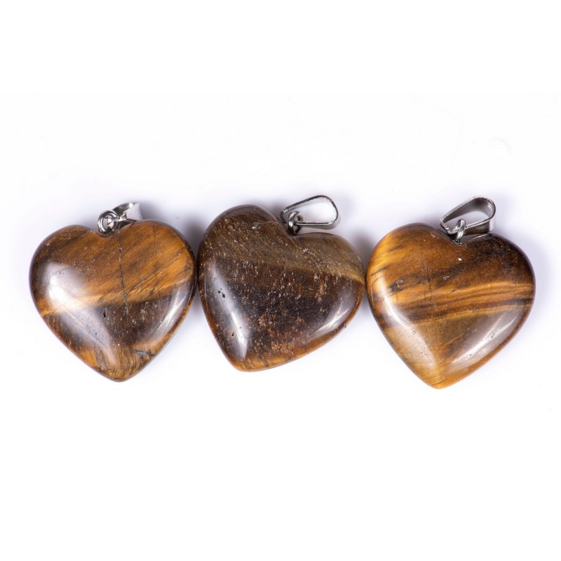 3 pieces tiger eye heart pendants 20mm 49.2ct