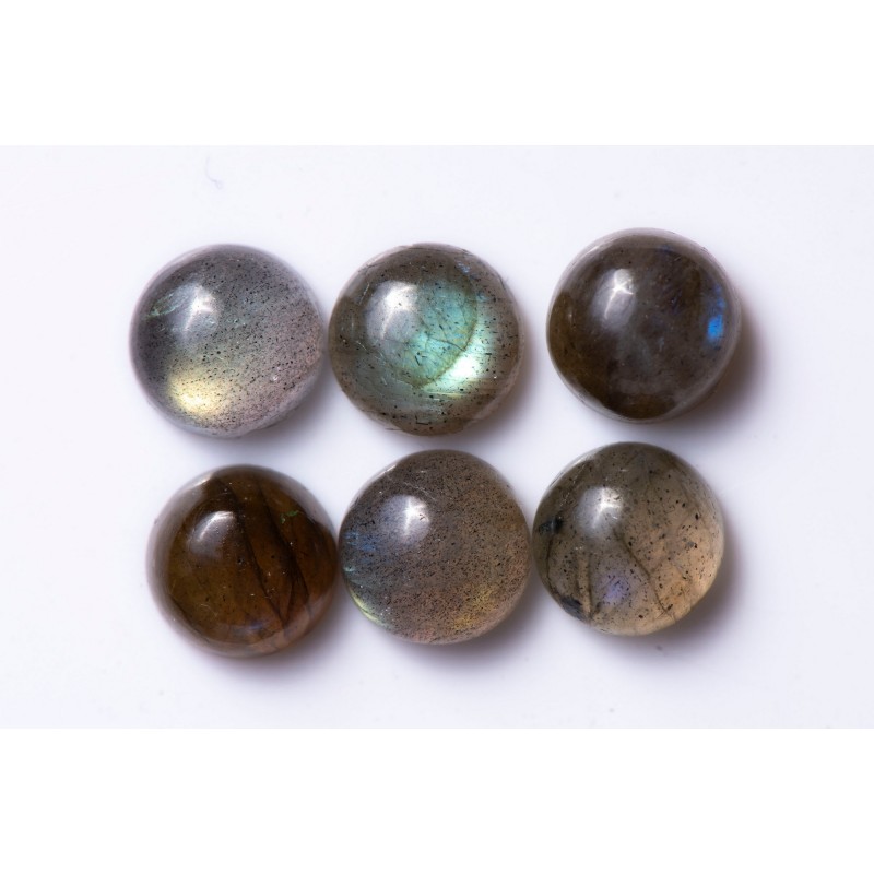 6 pieces labradorite 9.15ct 7mm round cabochons