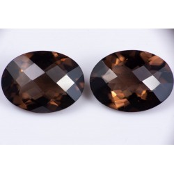 Pair of smokey quartz 15.76ct oval cut