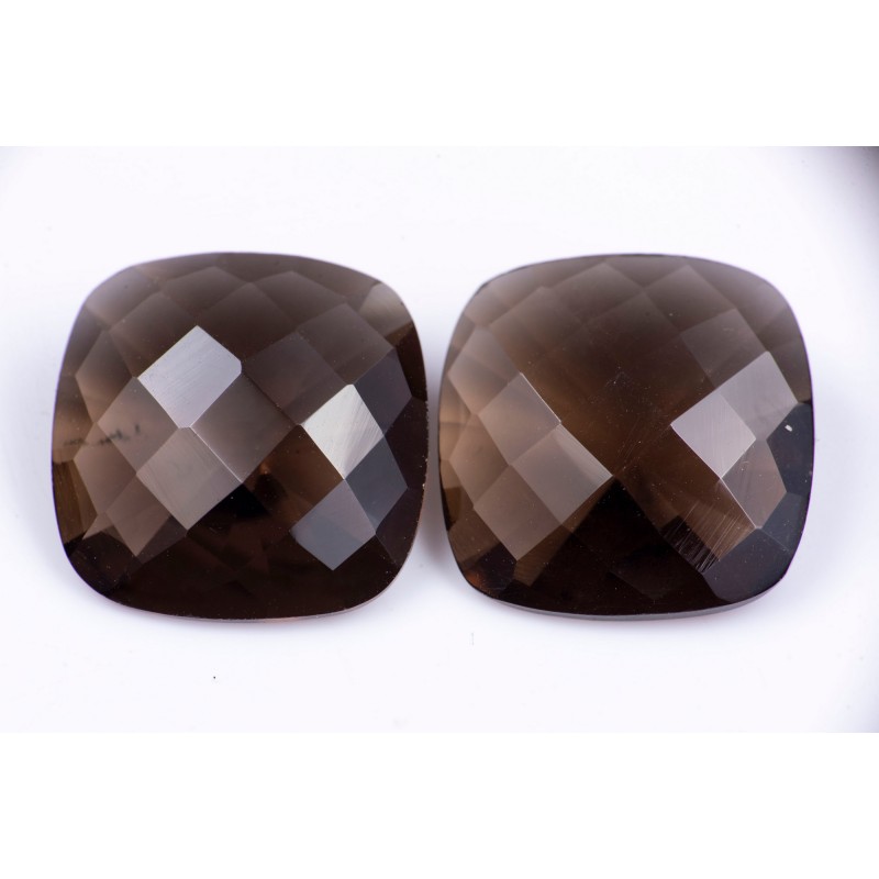 Чифт опушен кварц 15.43ct cushioon шлифовка