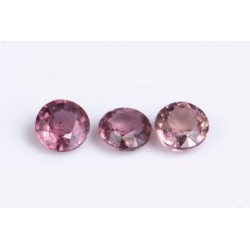 3 pieces pink sapphire 0.64ct round cut 3.3mm heated