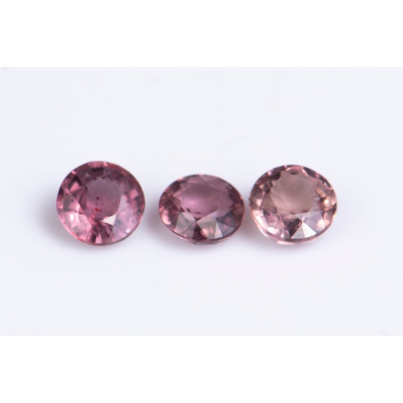 3 pieces pink sapphire 0.64ct round cut 3.3mm heated