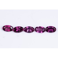 5pcs purple rhodolite garnet 1.38ct 5x3mm oval cut