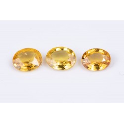 3 pieces yellow sapphire 1.08ct oval cut