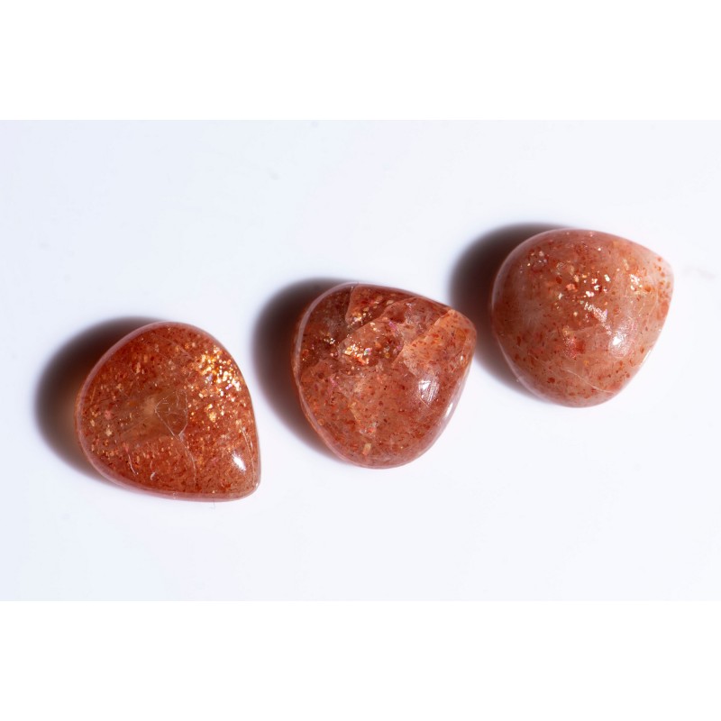 3 pieces confetti sunstone 13.1ct teardrop cabochon