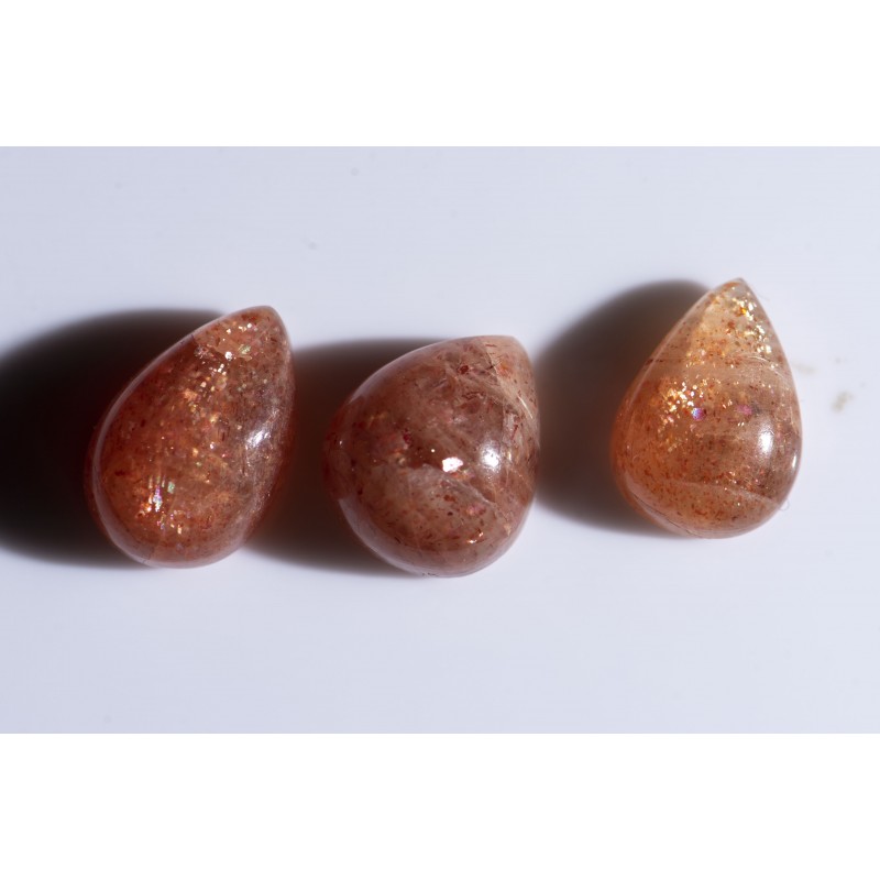 3 pieces confetti sunstone 16.8ct teardrop cabochon