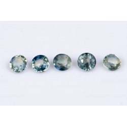 5 pieces blue green sapphire 0.57ct 2.6mm heated round cut