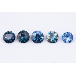 5 pieces blue sapphire 0.66ct heated round cut