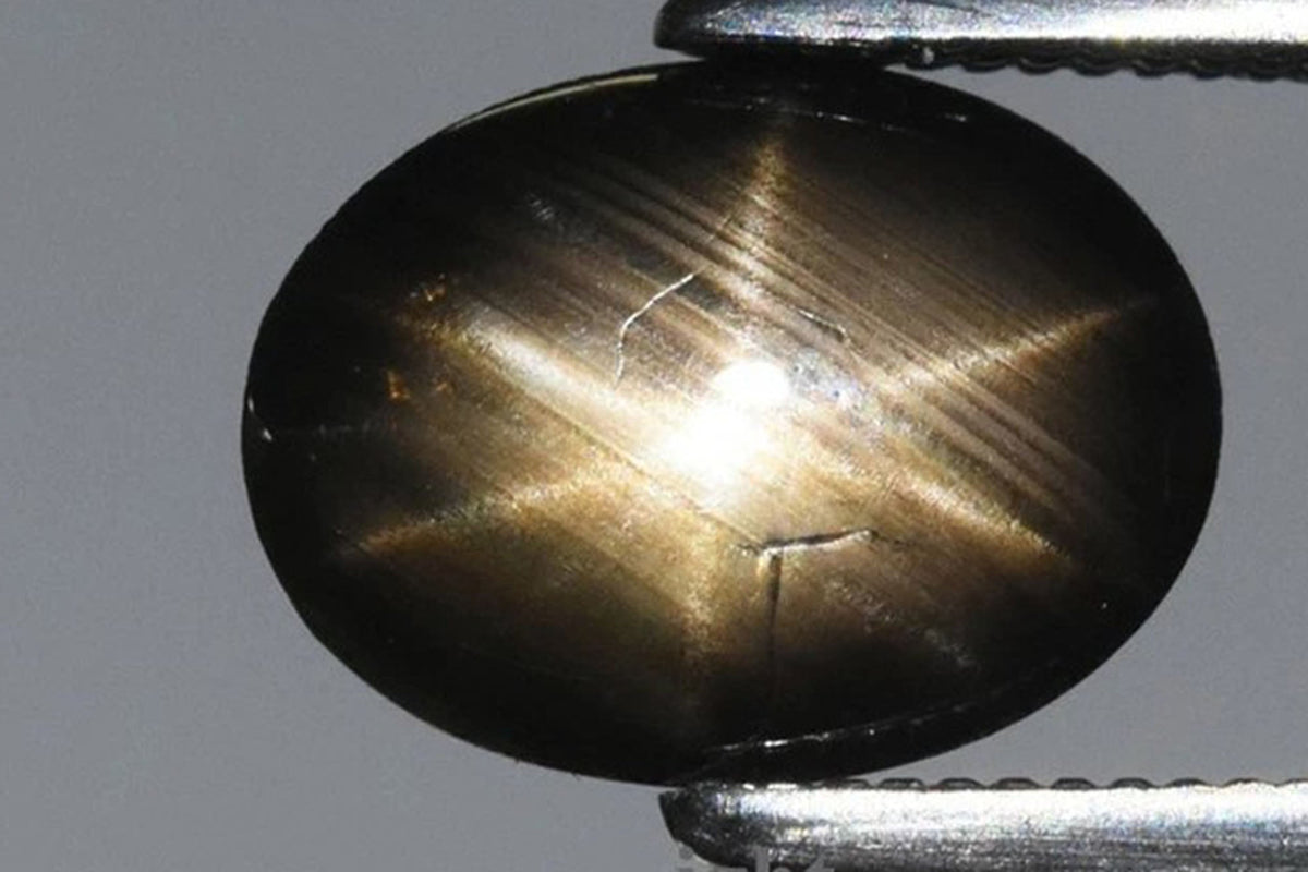 Natural black 6-ray star sapphire 1.40ct oval cabochon untreated loose gemstone for jewelry